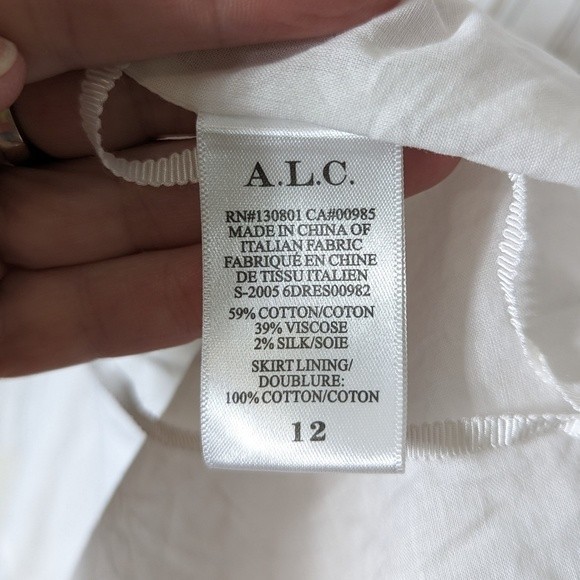 A.L.C. Enzo Wrap Dress Cotton Poplin Stripe Mini Ruffle size 12 - Picture 15 of 15